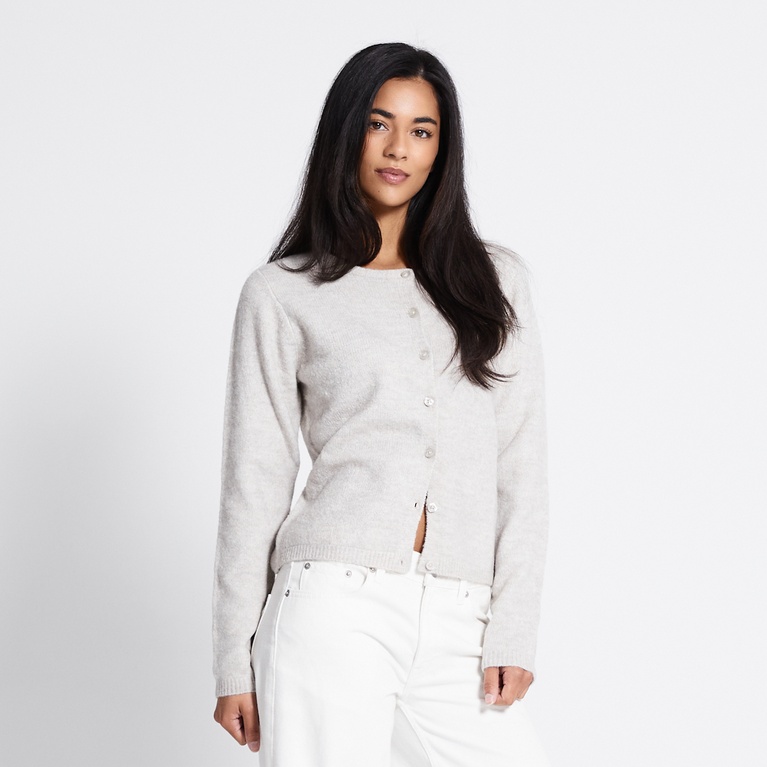 Basic knit cardigan "Audrey" Beige Melange